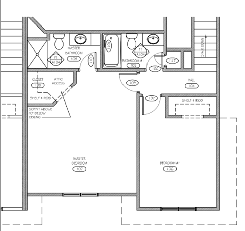 Floor plan for 3 beds, 3 baths, 1905 sqft